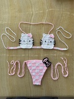 Maillot de bain sexy pour femmes, micro mini string, carreaux roses, crochet fait main, ensemble bikini, maillots de bain pour femmes