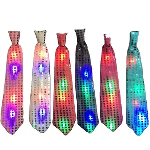 批发亮领领带发光二极管领带男士礼品深色领带所有颜色都包括在一个礼品盒中