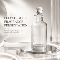 Bouteille diffuseur d'arômes en verre rond transparent de 300 ml - Contenant élégant pour parfums d'intérieur et de voiture pour huiles essentielles