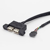Cable de Datos para Placa Base con Puertos USB, Conector Dupont de 2.54mm a Doble USB Hembra para Montaje en Panel