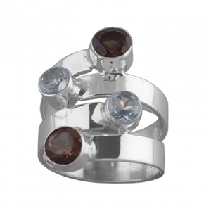 Custom Vintage High polish Modern Faceted Gemstone Sterling Silver <b>Indian</b> Artisan Handmade <b>Ring</b> eternity vermeil <b>ring</b> - Product Image 2