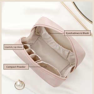 Petit sac de maquillage en vrac en stock prêt Mini <span class=keywords><strong>pochette</strong></span> à cosmétiques en cuir PU avec compartiments Organisateur portable étanche pour voyage à la maison - Product Image 3
