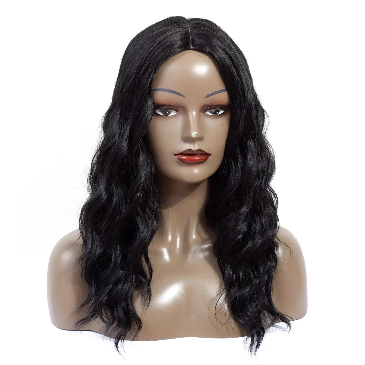 Long Ocean Wave Synthetic Wigs with Middle Parting For Women Heat Resistant Synthetic Fiber Wigs 22 inches Factory Whole Price
