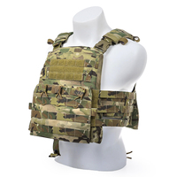 Réplique 1:1 Gilet Tactique Réglable Porte-Plaques Style AVS Camouflage MOLLE pour Airsoft et Entraînement en Extérieur