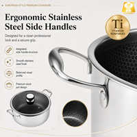 Olla para Sopa Híbrida de Cerámica G8 Reforzada con Titanio OEM de 24 cm, Antiadherente con Diseño de Panal, Libre de PFAS, Fabricante de Utensilios de Cocina de Acero Inoxidable