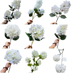 Flores Artificiales de Seda Blanca al por Mayor, Hortensias de Tallo Único Estilo Pagoda, Técnica de Tejido para Bodas - Product Image 1