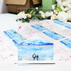 <span class=keywords><strong>Carte</strong></span> <span class=keywords><strong>d</strong></span>'<span class=keywords><strong>invitation</strong></span> en acrylique transparente imprimée avec <span class=keywords><strong>photo</strong></span> personnalisée avec image personnalisée Peinture de lieu de rendez-vous Impression UV Enveloppe rose Blush - Product Image 2