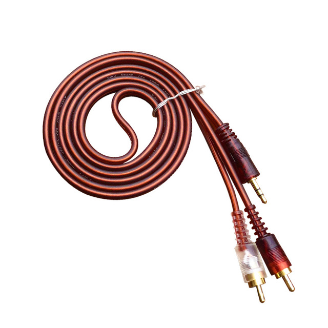 3.5mm One-To-Two Audio Lotus Cable RCA Plug PVC Jacket for Mobile Phone Computer Subwoofer Speaker