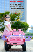 Mobil Mainan Anak Bertenaga Baterai 12V Warna Pink, Gaya 4x4 Off-Road, Truk Listrik dengan Remote Control untuk Anak Perempuan