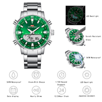 Jam Tangan Pria Sport Dual Time Digital LCD Quartz Mewah Jepang dengan Lampu dan Finishing Brushed