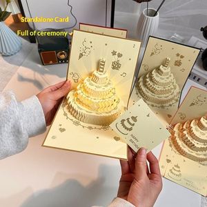 Carte de vœux 3D personnalisée et créative avec poudre dorée, musique et lumières, spécialisée pour cadeau d'anniversaire avancé - Product Image 3