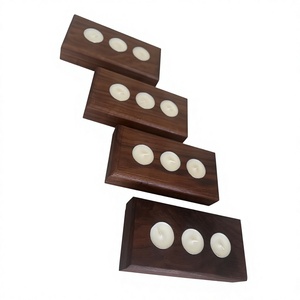 Rectangular Wooden Eco-Friendly <b>Tea</b> Light Holder with Three Candle Slots Christmas Home Decoration Durable Handmade Candle <b>Stand</b> - Product Image 5