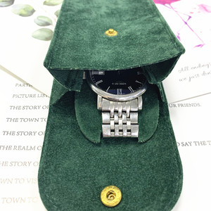 Custom Logo Watch Pouch Case Gift Velvet Envelop <b>Snap</b> Button Men Cardboard Insert Travel <b>Bracelet</b> Storage Bag and Organizer - Product Image 3