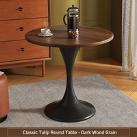 Table ronde Tulip, table basse à piétement unique, table à manger, base en acier carbone, robuste et stable pour restaurant, café, maison, bureau