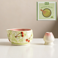 Ensemble de 2 accessoires en porcelaine, design branche de printemps peinte à la main, style zen asiatique, écologique et mignon