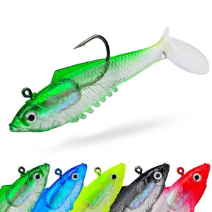 Jetshark 7.5cm 9.7cm balıkçılık yem 5 renkler yumuşak T kuyruk gerçekçi yumuşak jig cazibesi kafa kanca tek kanca ucu balıkçılık cazibesi