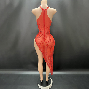 Novance Y3691-E Herfst Dameskleding 2024 Rode Strass Mesh Nachtclubjurk Vrouwelijke Formele Vestido Luxe Jurken voor Feest - Product Image 6