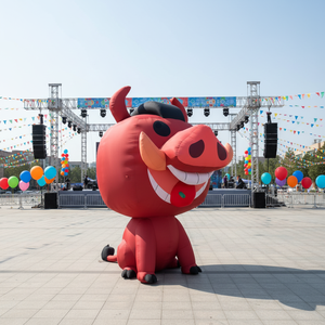 Надувная рекламная фигура QIQU в виде красного бараньигона высотой 4 м с вентилятором для вечеринок и промоакций в торговых центрах - Product Image 1