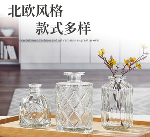 Petit vase transparent en verre gaufré de style européen, arrangement floral de salon, <span class=keywords><strong>d</strong></span>écoration de table de culture <span class=keywords><strong>d</strong></span>'<span class=keywords><strong>eau</strong></span> douce - Product Image 2