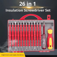 Jeu de tournevis à tête plate Phillips de qualité industrielle de 26 pouces, boîte à outils combinée pour électricien, finition en zinc, plastique, 14 pièces