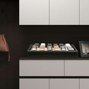 Kotak penyimpan sabuk kulit PU Multi kompartemen, rak sabuk kulit PU Multi kompartemen, kotak penyimpanan pajangan gaya Modern laci lemari - Product Image 5