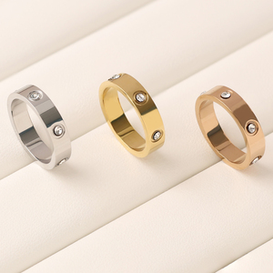 <span class=keywords><strong>Anello</strong></span> Romantico di Marca, Acciaio Inossidabile Placcato <span class=keywords><strong>Oro</strong></span> 18K, Resistente all'Acqua e all'Ossidazione, per Donne - Product Image 5