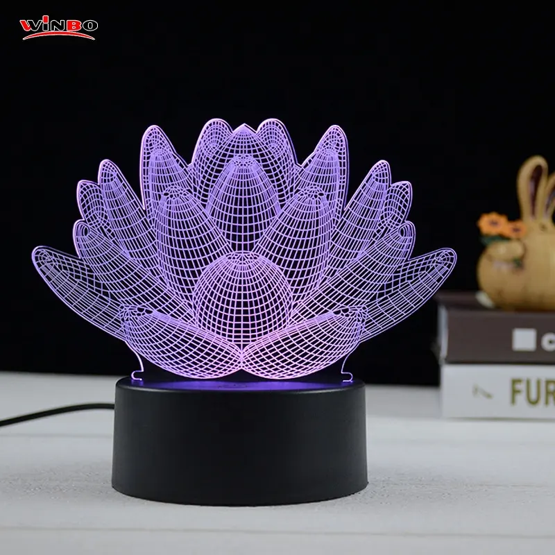 Hediye 3D Illusion yaratıcı yatak odası Led küçük lambaları gece lambası karikatür çocuklar Usb başucu masa lambası gece lambası Led ışık