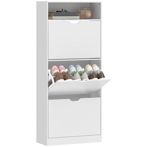 SENYU Meuble à chaussures autoportant moderne avec 2 tiroirs, rangement gain de place pour entrée, mobilier de maison, design minimaliste, blanc - Product Image 1
