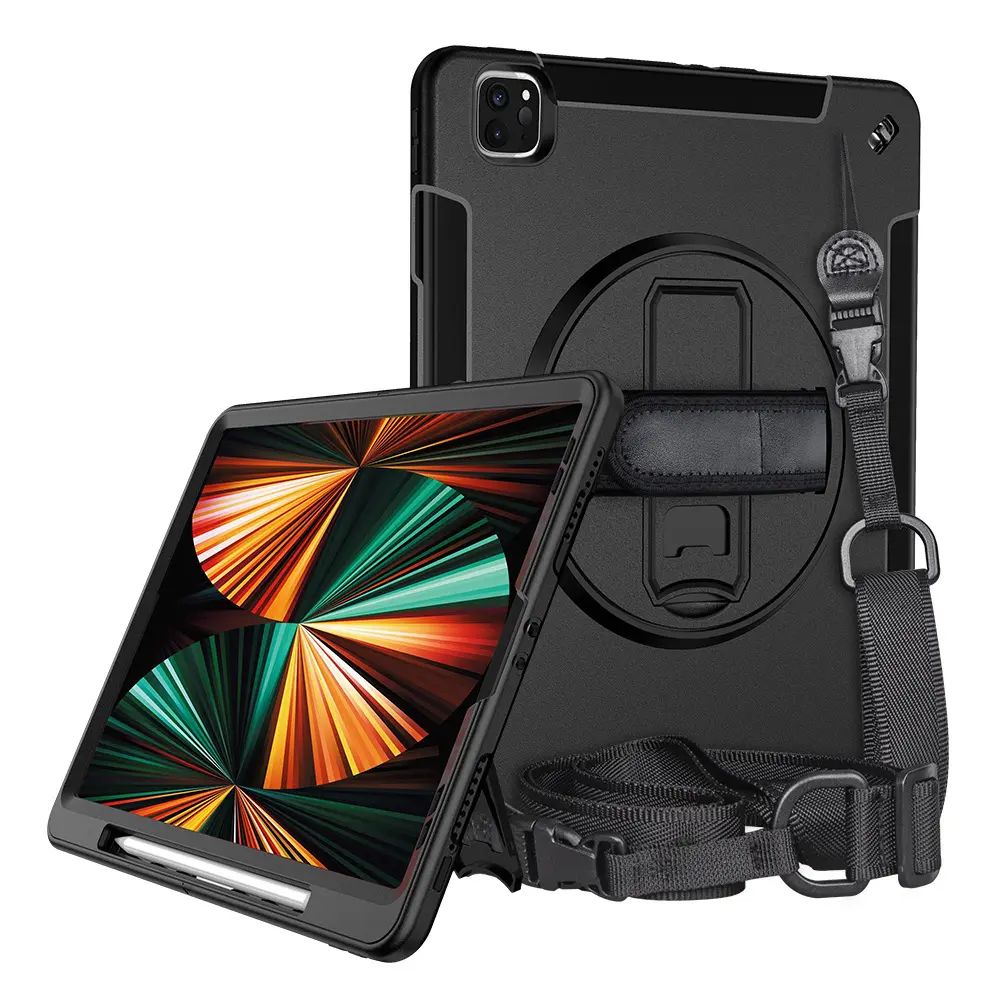 Black Anti-Fall Durable Black Shockproof Tpu Pc Dust Plug Tablet Protector Cover Case For Ipad 12.9 Pro