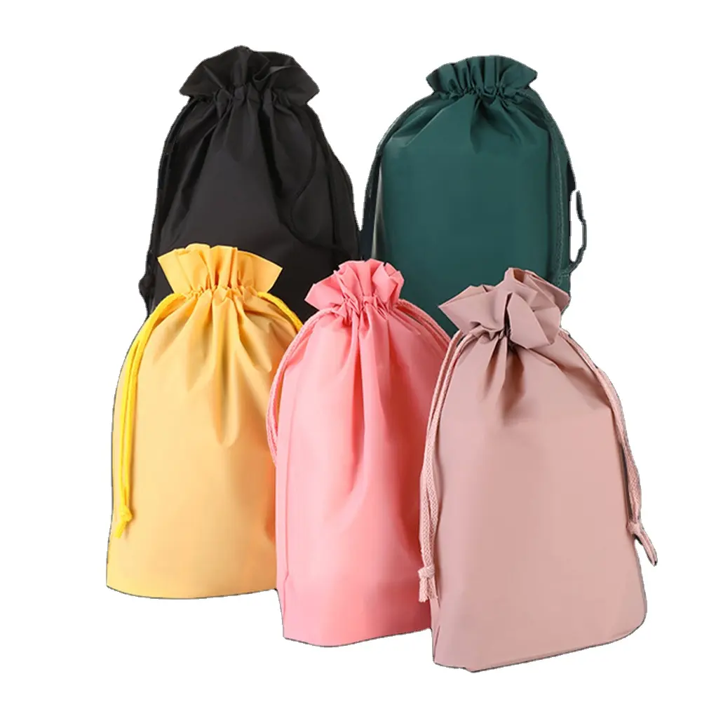 Sacos plásticos coloridos com cordão fosco para roupas, cosméticos, bolsos de embalagem de roupas íntimas