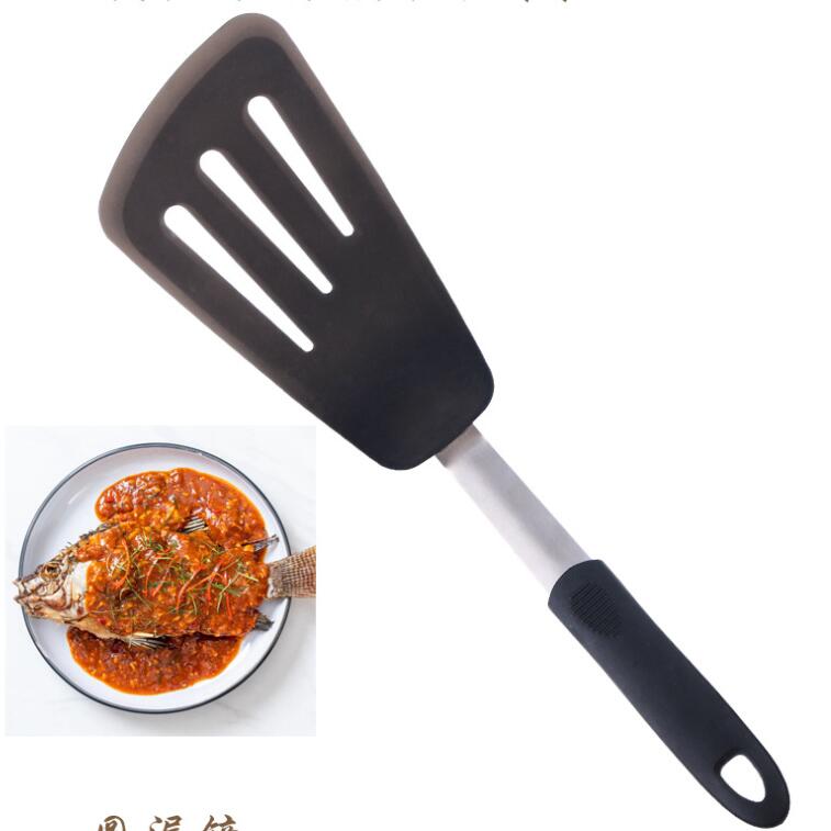high quality silicone spatula set Cooking long Large Wide Steak Spatulas Slotted Fish Turners silicon spatula set 4pcs baking