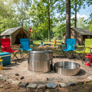 موقد طهي خشبي من الحديد الزهر والفولاذ المقاوم للصدأ - سخان فعال وموقد فحم للشواء - Product Image 5