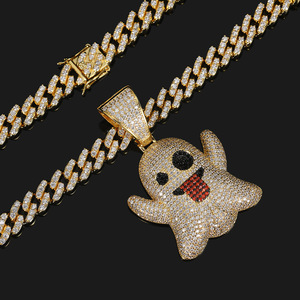 Premium VVS1 Moissanite Iced Out Ghost Sticking Tongue Pendants 14K Gold Plated S925 <b>Silver</b> Hip Hop Rapper Bling <b>Necklaces</b> Men - Product Image 1