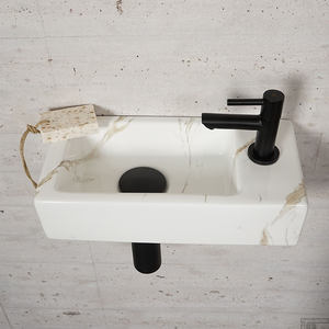 Space Saver Rectangle Marbre Céramique <span class=keywords><strong>Lave</strong></span>-secteur Salle De Bains de lavage Bassin Petit Support Mural Accrocher Évier - Product Image 5