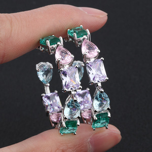 Bijoux fantaisie écologiques en cuivre plaqué or noir, pierres en verre multicolores, zircon géométrique, boucles d'oreilles mixtes <span class=keywords><strong>pour</strong></span> femmes - Product Image 4