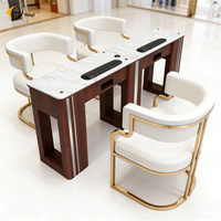 Meubles de salon de beauté modernes en bois, table de manucure à un ou deux sièges, bureau de luxe multifonctionnel avec ensemble de chaises