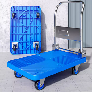 Black Blue Foldable Warehouse Cart <strong>Trolley</strong> Steel Handle Platform <strong>Hand</strong> <strong>Trolley</strong> Camping Cart <strong>Trolley</strong> Folding - Product Image 3