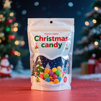 Sachet Doypack en plastique refermable avec fenêtre, imprimé sur mesure, pour emballage de Noël et du Nouvel An, pour aliments pour animaux, aliments pour bébés et bonbons