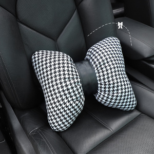 Houndstooth Bow Car Headrest Neck Support Pillow U Shape Ergonomic Lumbar Cushion For All Seasons General Use - Product Image 3