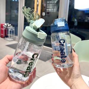 Vaso con pajita para estudiantes, hombres y mujeres, botella deportiva universal, vaso espacial a prueba de fugas, portátil con escala. - Product Image 1