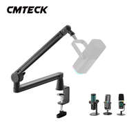 Bras de support de bureau réglable à profil bas pour diffusion, avec filetage 3/8" ou 5/8", bras peu encombrant pour positionnement sous le moniteur