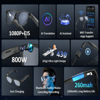 Lunettes Intelligentes IA de Traduction en Temps Réel, Design en Plastique, 3G, GPS, Android, Prise de Notes de Réunions, Photographie, Enregistrement Vidéo 1080p
