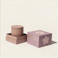 Caja de Papel Texturizado Personalizada con Relieve Premium para Tapa y Base de Vela, con Insertos, Cajas de Embalaje para Frascos de Velas
