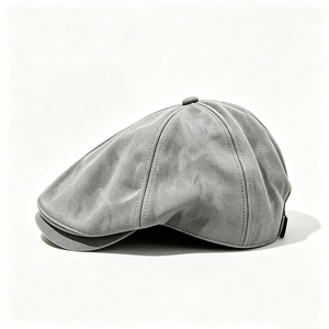 OEM ODM Custom Embroidery Logo Unisex Khaki Suede Touch Ivy Cap Vintage British Soft Flat <b>Beret</b> Hat for Winter - Product Image 3