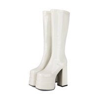 WETKISS Grande taille 46 talon épais violet bottes extensibles trois couches plate-forme bottes Sexy dame genou bottes hautes femmes chaussures Vente en gros