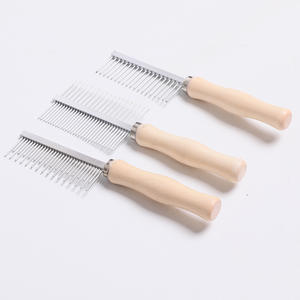 工場卸売カスタムロゴペットグルーミングフリーコームゴム犬 & 猫ピンヘアコームウッドベース付きスタイル付き表示 - Product Image 4