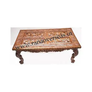 Meja kopi Pusat kayu kerajinan tangan tradisional kualitas tinggi untuk ruang tamu berbentuk persegi panjang