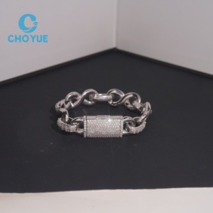 ลดราคาพิเศษ สร้อยข้อมือเงินแท้ S925 ลายคิวบัน 15 มม. ประดับเพชรโมอิสซาไนต์ สไตล์ฮิปฮอป รูปอินฟินิตี้ สำหรับผู้ชาย ผ่านการทดสอบเพชร GRA - Product Image 1