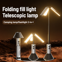 Lámpara de Camping LED Telescópica de 4 Etapas 270 °   Linterna trípode plegable 2 en 1, lámpara para tienda de campaña recargable por USB para exteriores