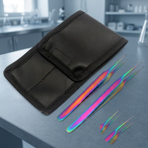 Pince à épiler Odontomed 2011 vétérinaire de précision en acier inoxydable multicolore arc-en-ciel 3D pour extensions de cils, type droit + Pro - Product Image 4
